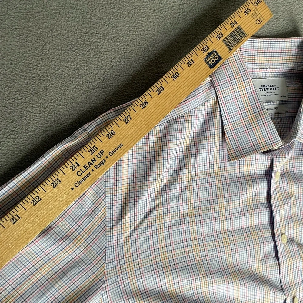 Charles Tyrwhitt Men's Colorful Checkered Button Down Shirt 17.5/36‎
